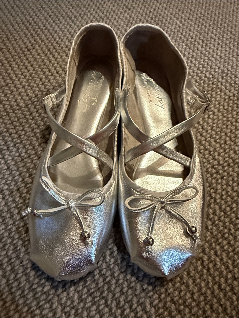 Circus by Sam Edelman Metallic Silver Ballet Flats with Crisscross Straps